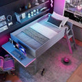 Lit mezzanine de jeu Twin Wood avec bureau à LED