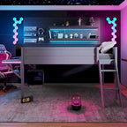 Lit mezzanine de jeu Twin Wood avec bureau à LED