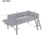 Lit mezzanine de jeu Twin Wood avec bureau à LED