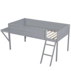 Lit mezzanine de jeu Twin Wood avec bureau à LED