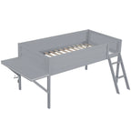 Lit mezzanine de jeu Twin Wood avec bureau à LED