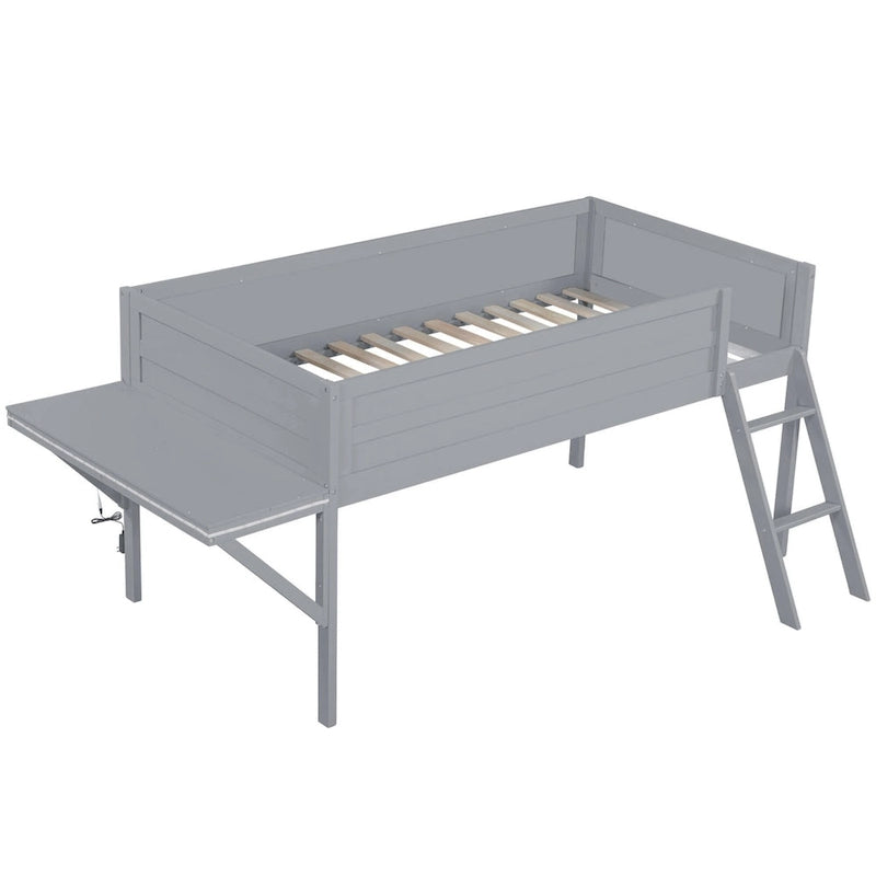 Lit mezzanine de jeu Twin Wood avec bureau à LED
