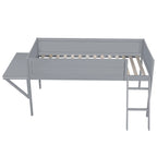 Lit mezzanine de jeu Twin Wood avec bureau à LED
