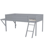 Lit mezzanine de jeu Twin Wood avec bureau à LED