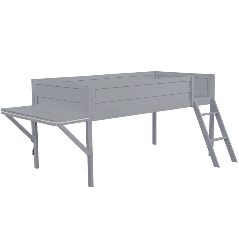 Lit mezzanine de jeu Twin Wood avec bureau à LED