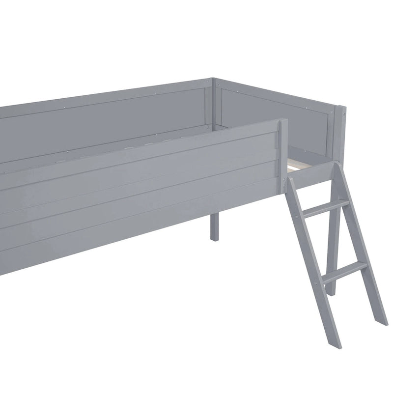 Lit mezzanine de jeu Twin Wood avec bureau à LED