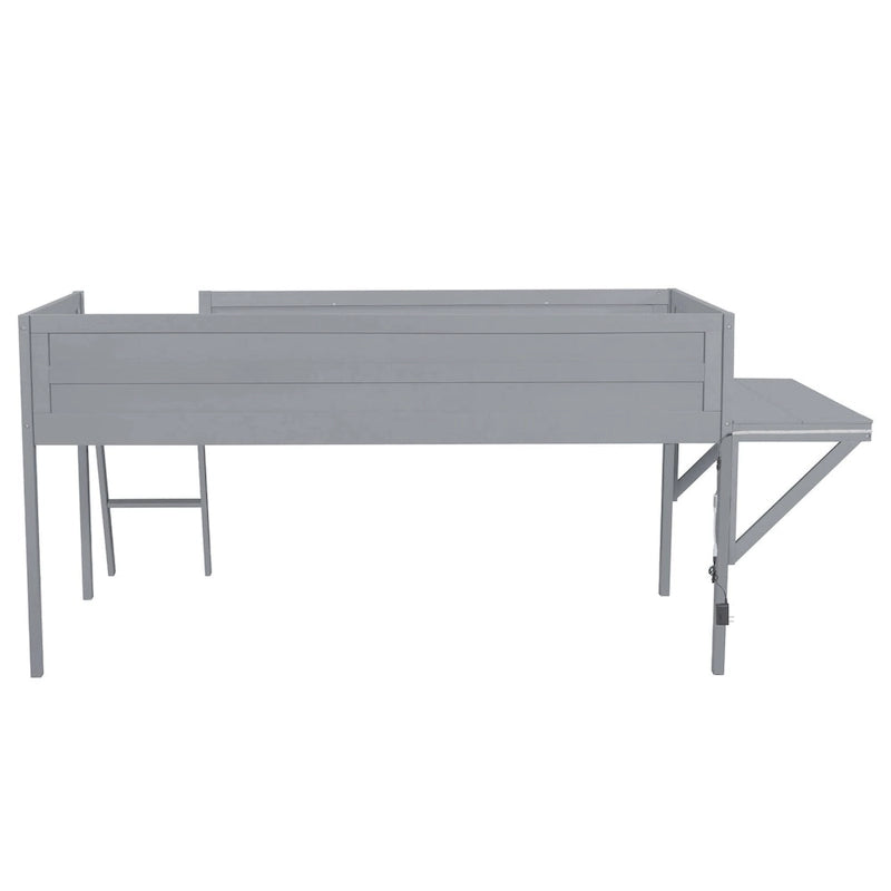 Lit mezzanine de jeu Twin Wood avec bureau à LED