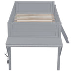 Lit mezzanine de jeu Twin Wood avec bureau à LED