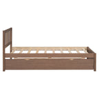 Lit gigogne plateforme en bois finition noyer, taille jumeau