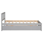 Lit gigogne à plateforme en bois gris, format jumeau