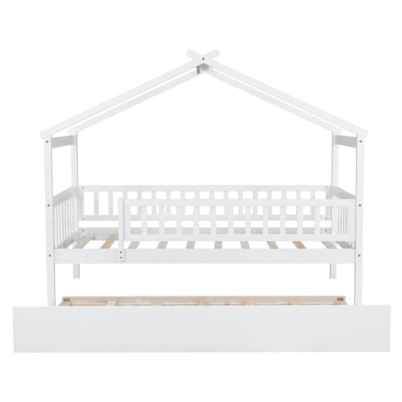 Lit cabane en bois avec lit gigogne double