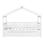 Lit cabane en bois avec lit gigogne double