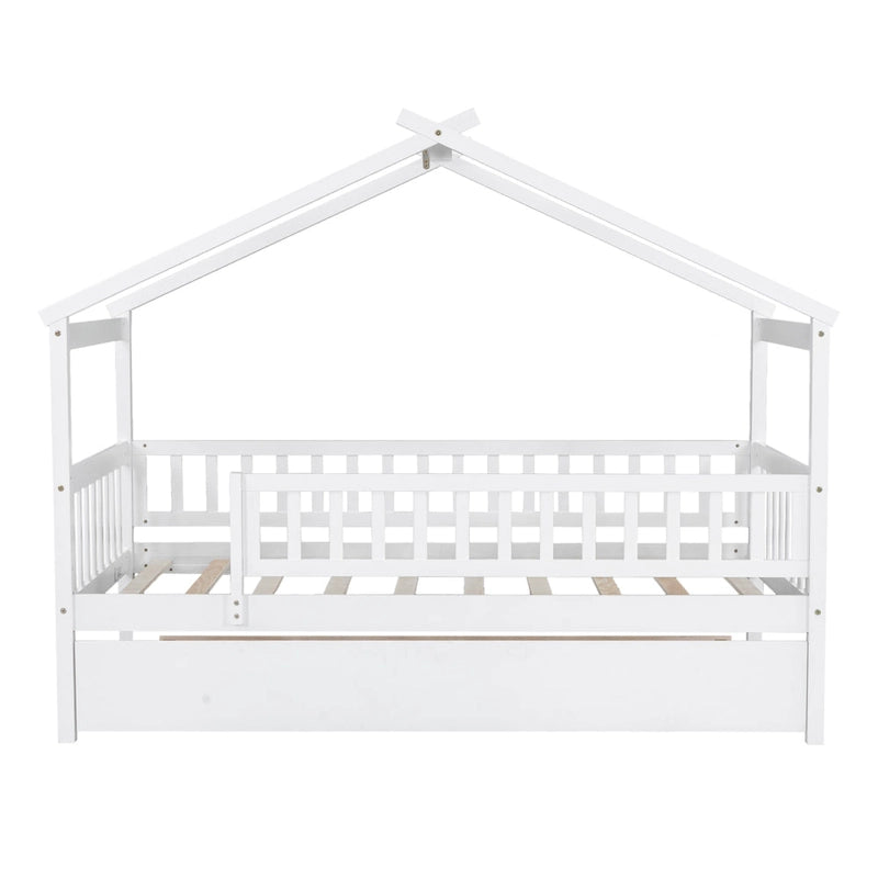 Lit cabane en bois avec lit gigogne double