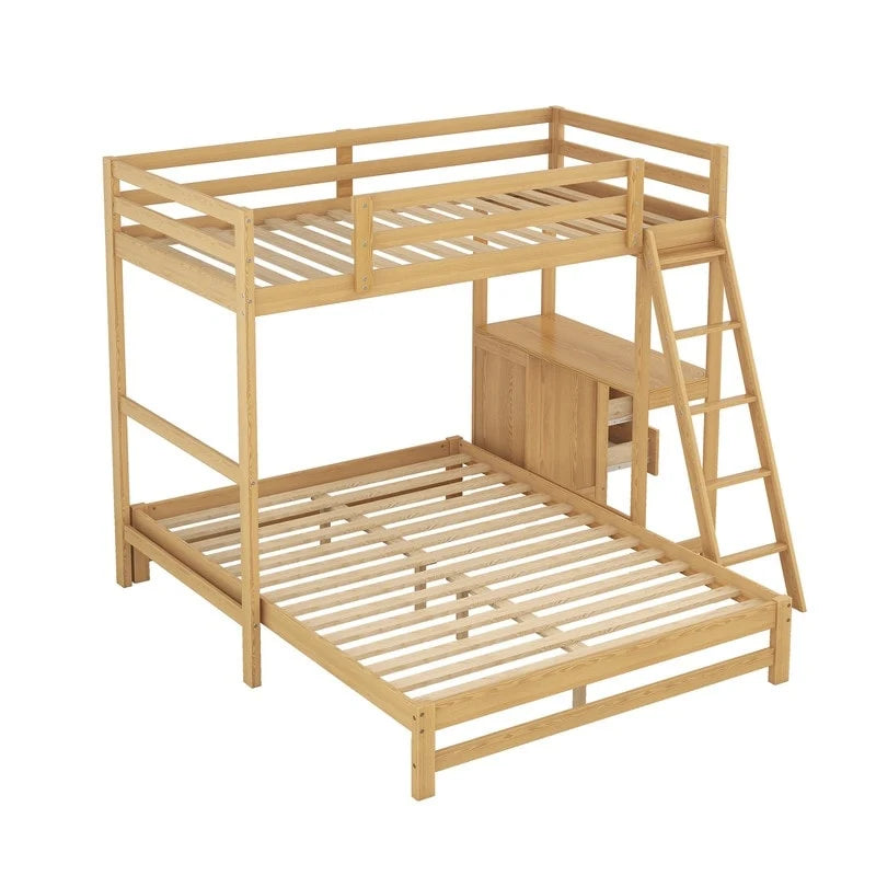 Lit superposé simple sur double avec bureau intégré, 3 tiroirs