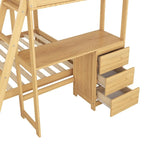 Lit superposé simple sur double avec bureau intégré, 3 tiroirs