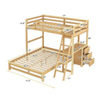 Lit superposé simple sur double avec bureau intégré, 3 tiroirs