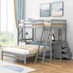 Lit superposé simple sur double avec bureau intégré, 3 tiroirs