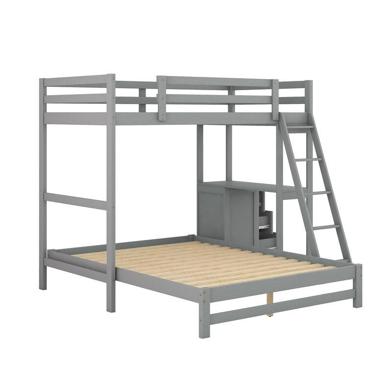 Lit superposé simple sur double avec bureau intégré, 3 tiroirs