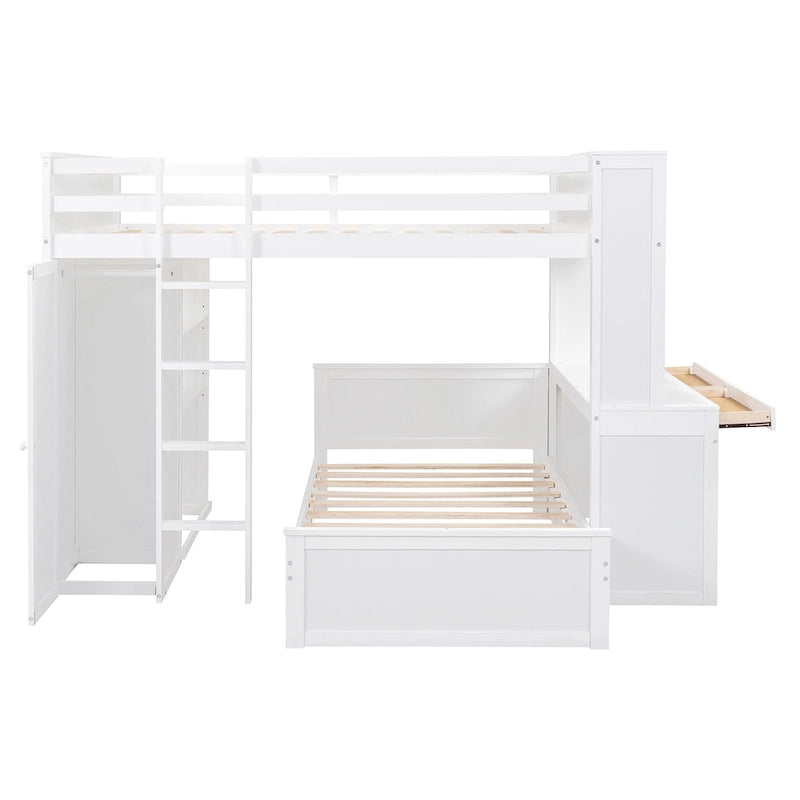 Lit mezzanine pleine grandeur avec un lit simple indépendant