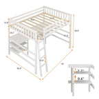 Lit mezzanine double avec bureau et étagères Lit mezzanine double en bois