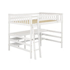 Lit mezzanine double avec bureau et étagères Lit mezzanine double en bois