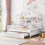 Lit cabane double avec lit gigogne simple