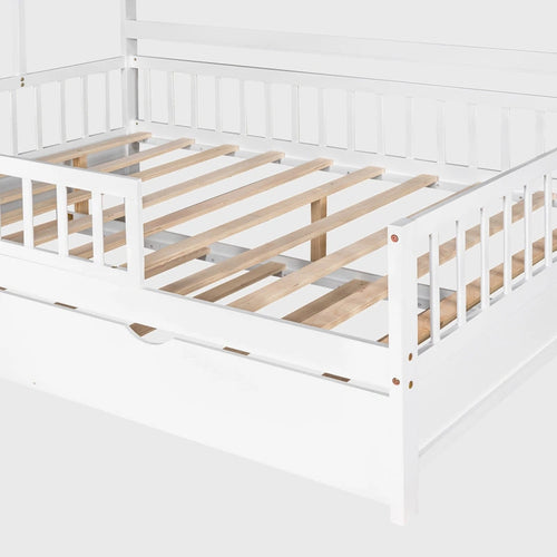 Lit cabane double avec lit gigogne simple