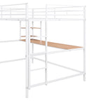 Lit mezzanine en métal avec bureau et étagère, noir