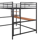 Lit mezzanine en métal avec bureau et étagère, noir