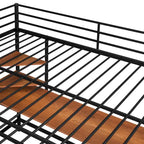 Lit mezzanine en métal avec bureau et étagère, noir