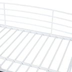 Lit mezzanine grand format avec 4 étagères et bureau en L, lit élégant à cadre métallique, ports USB et chargement sans fil, blanc