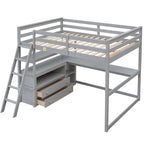Lit mezzanine en bois Merax avec bureau, étagères et tiroirs