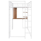 Lit mezzanine en métal pour lits jumeaux avec bureau et étagères