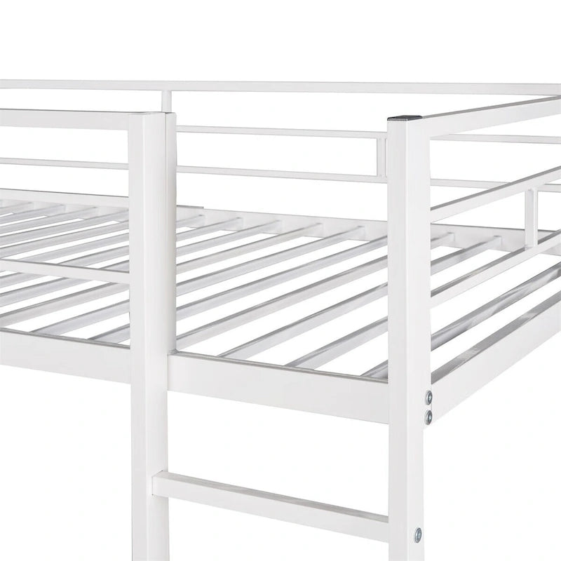 Lit mezzanine en métal pour lits jumeaux avec bureau et étagères