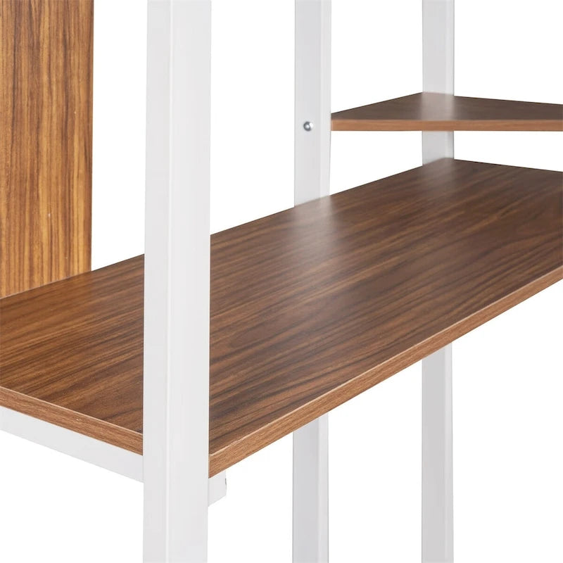 Lit mezzanine en métal pour lits jumeaux avec bureau et étagères