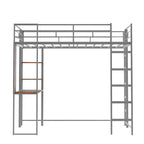 Lit mezzanine en métal pour lits jumeaux avec bureau et étagères