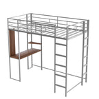 Lit mezzanine en métal pour lits jumeaux avec bureau et étagères
