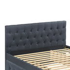 Lit double entièrement tapissé en tissu avec lit gigogne