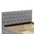 Lit double entièrement tapissé en tissu avec lit gigogne