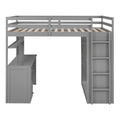 Full Size Wood Loft Bed with Integrated Drawers, Desk, and Wardrobe for Complete Storage Solution