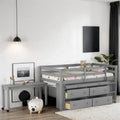 Lit mezzanine en bois, taille double, avec bureau escamotable et 4 tiroirs