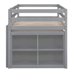 Lit mezzanine en bois, taille double, avec bureau escamotable et 4 tiroirs