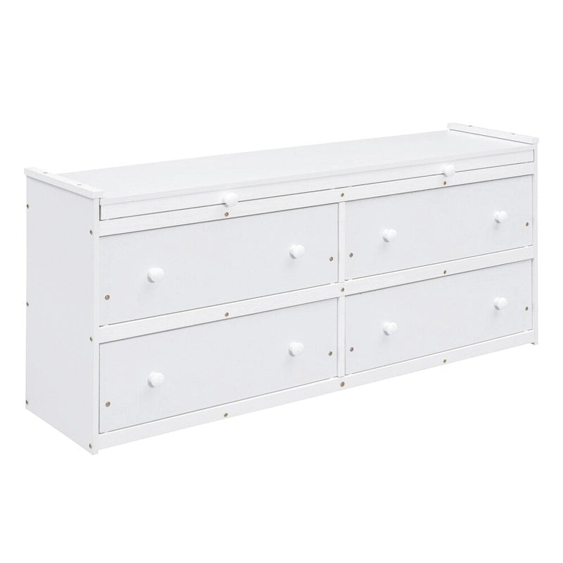Lit mezzanine en bois, taille double, avec bureau escamotable et 4 tiroirs