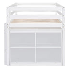 Lit mezzanine en bois, taille double, avec bureau escamotable et 4 tiroirs