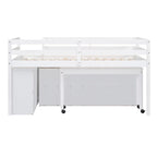Lit mezzanine en bois, taille double, avec bureau escamotable et 4 tiroirs