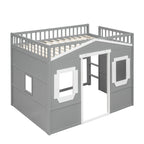 Lit cabane mezzanine en bois massif avec échelle et espace de jeu sous le lit