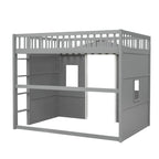 Lit cabane mezzanine en bois massif avec échelle et espace de jeu sous le lit