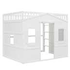 Lit cabane mezzanine en bois massif avec échelle et espace de jeu sous le lit