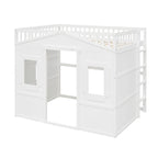 Lit cabane mezzanine en bois massif avec échelle et espace de jeu sous le lit