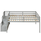 Lit mezzanine simple en bois massif avec escalier et rangements